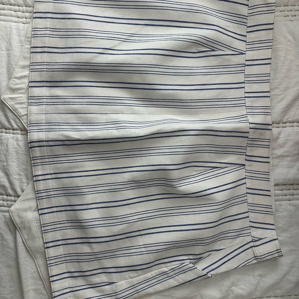 BCBGMaxAzria White and Blue Flat Front Shorts